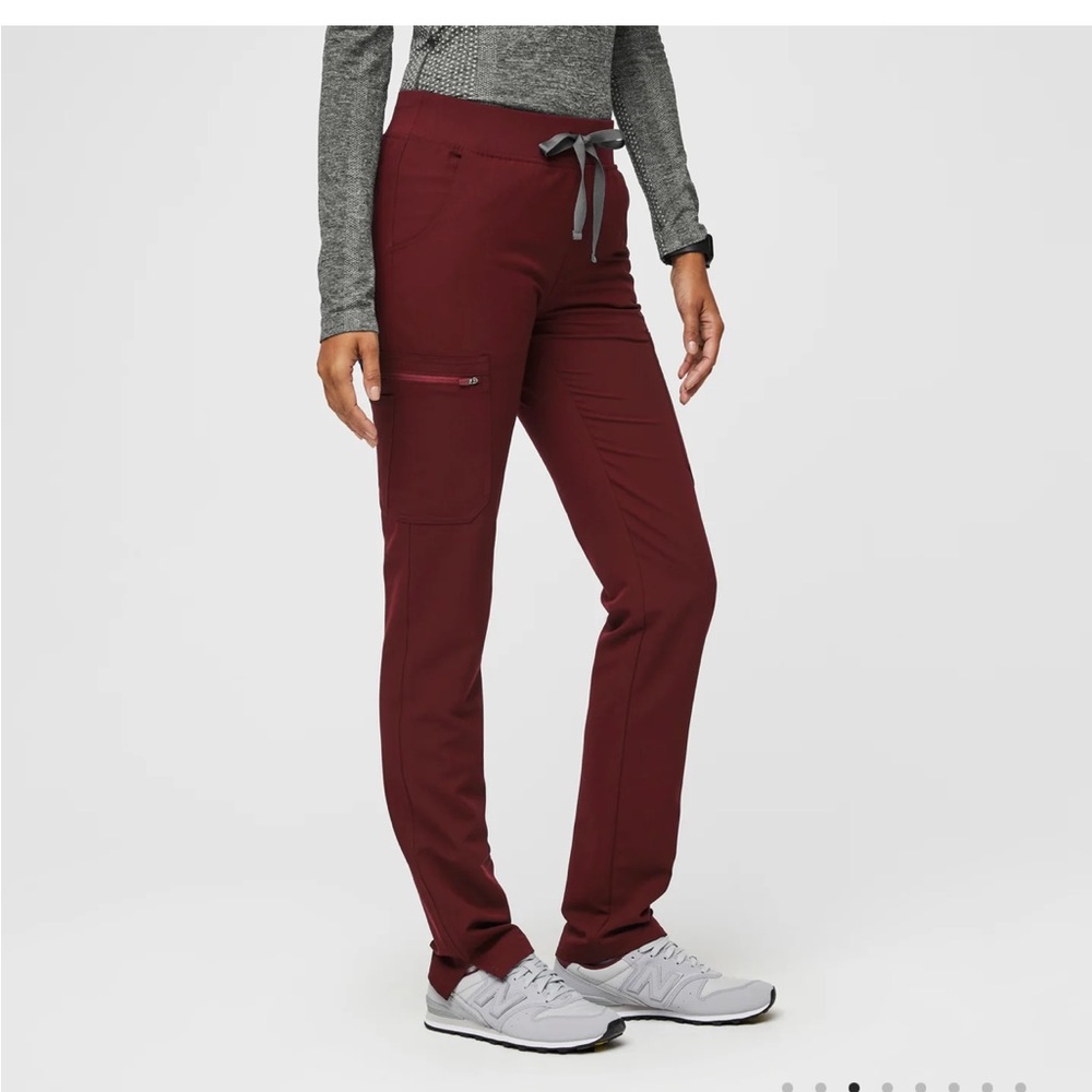 Maroon Yola skinny scrub pants